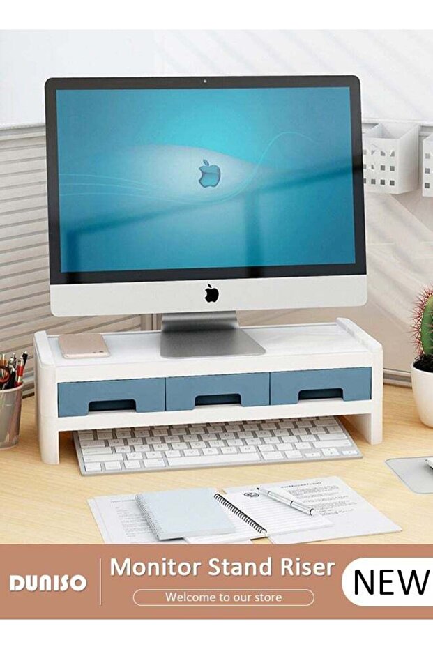 2-Tier Computer Monitor Stand Riser with drawers, Save Space for Home and Office ,Adjustable Deskto