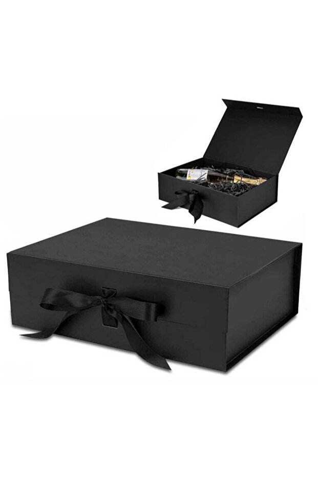 Luxury Magnetic Gift Box, Black Large Gift Box with Ribbon,Folding Gift Boxes for Presents With Lid