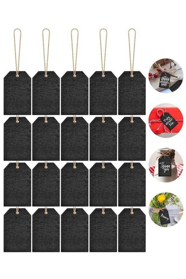 20 Pieces Mini Chalkboard Tags Bulk 3x2 inches Wood Chalkboard Signs Wooden Hanging Labels with Str