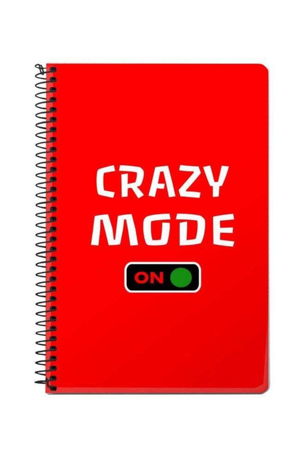 A5 Crazy Mode On Printed Spiral Bound Notebook Red/Black/White