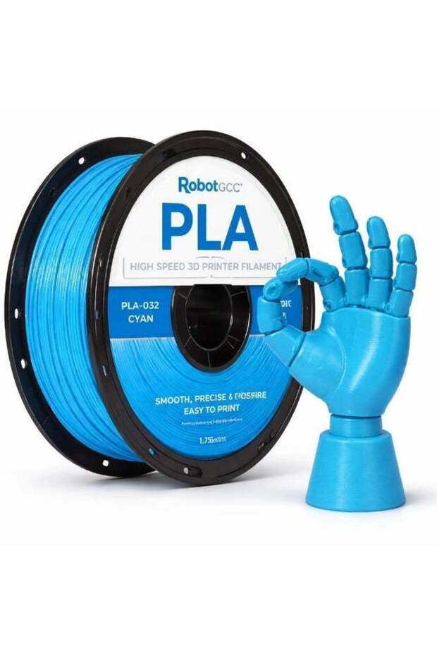 RobotGCC PLA Cyan 3D Printer Filament 1.75mm 1KG, Smooth Extrusion, Low Warping, Strong Layer Adhes
