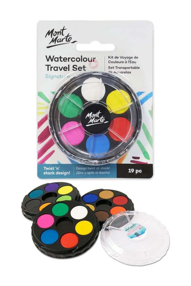 Watercolour Travel Set With Portable 3-Tier Design Multicolour