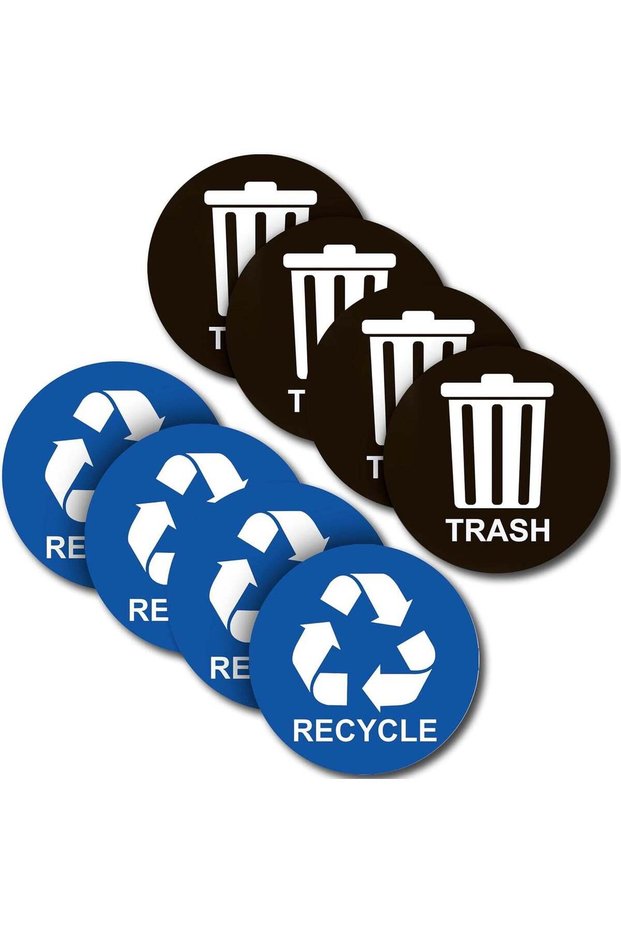 ARS® Recycle Stickers for Trash Bins - 4 Pack - 5" x 5" Decal Logo for Home or Office