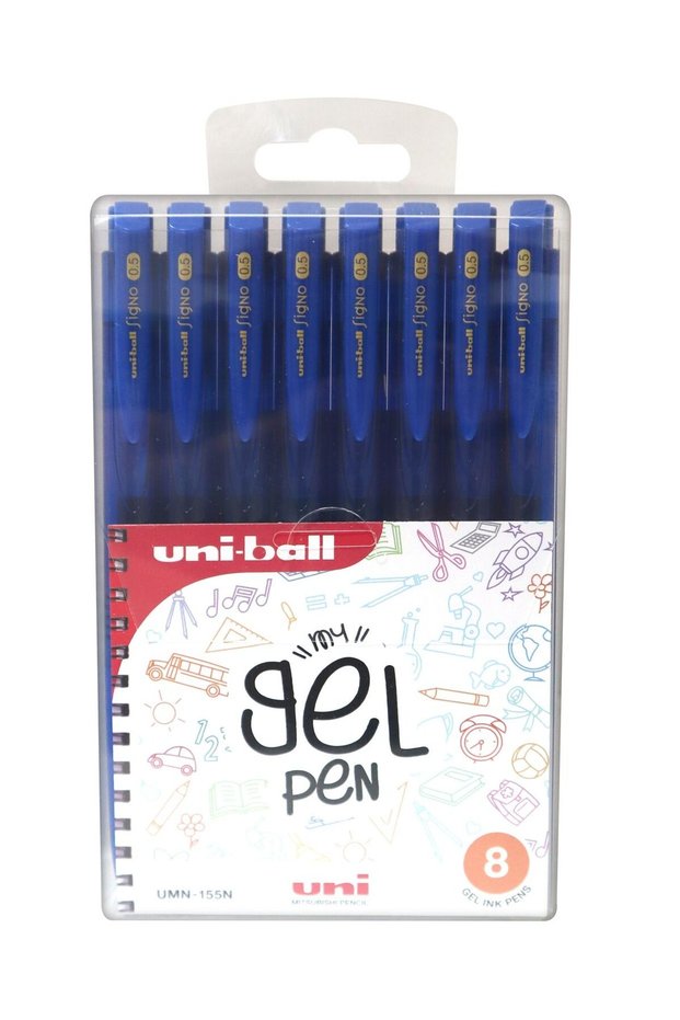 8-Piece Signo Gel Ink Retractable Rollerball Pen 0.5mm Tip Blue Ink