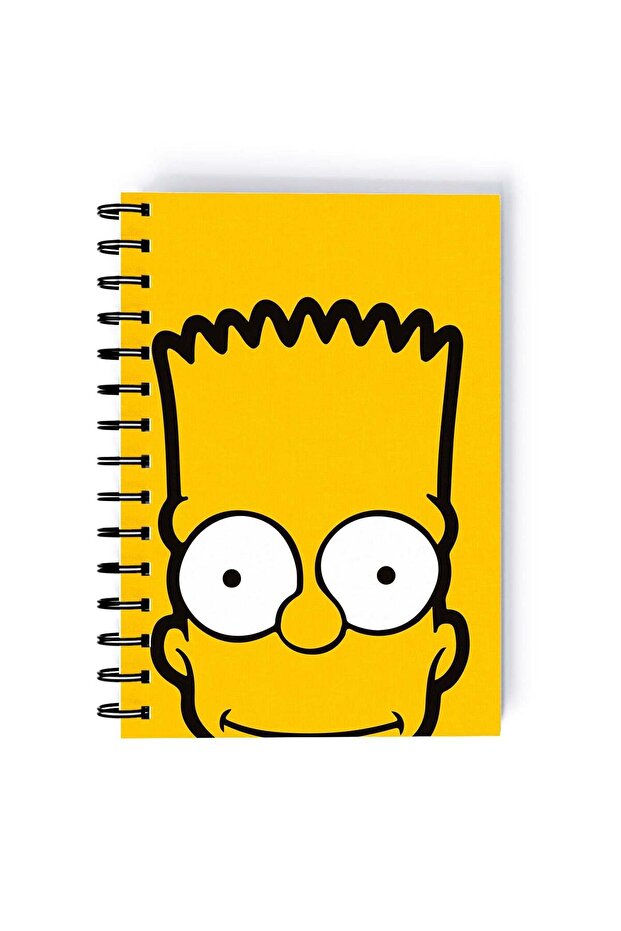 Bart Simpson Face Pattern Printed Spiral A5 Notebook Yellow/Black