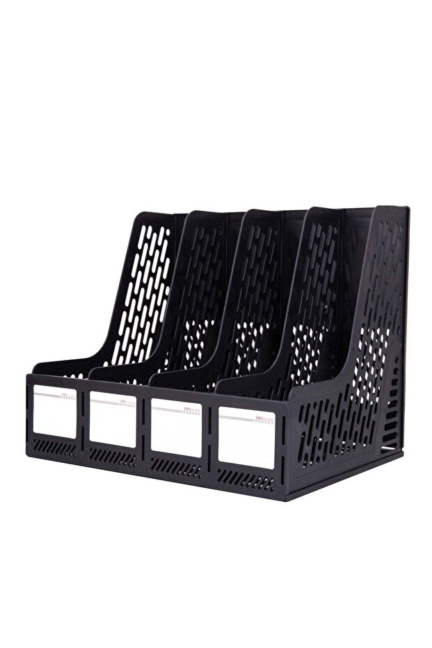 Magazine Holder With Four Compartments Black