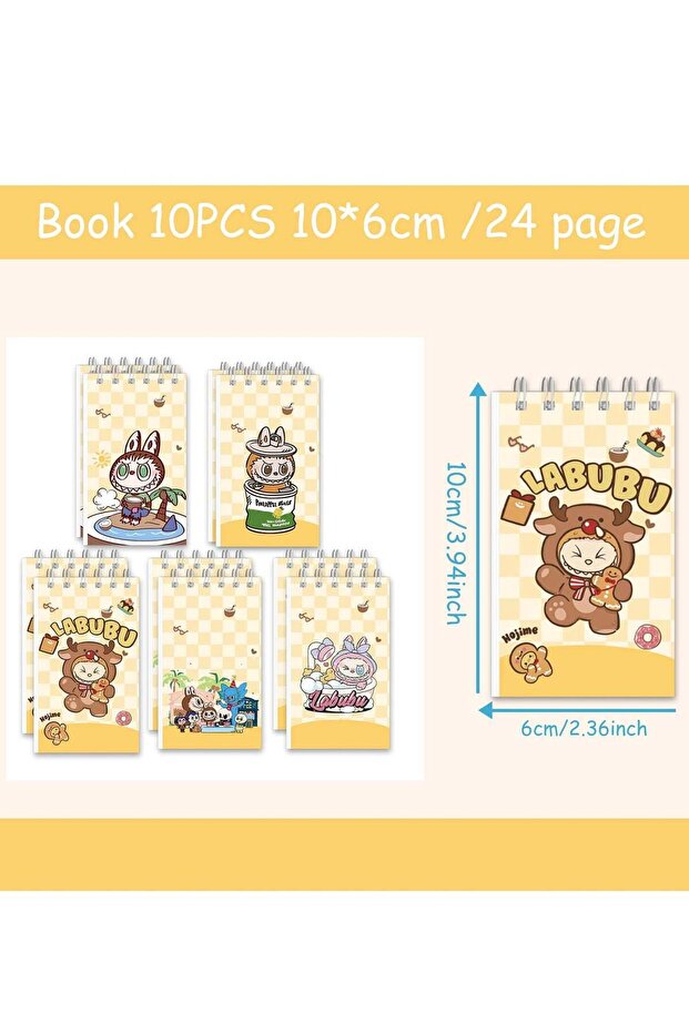 Labubu Theme Mini Notebook 10 Pack 10x6cm 24 Pages