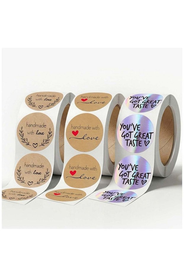 Brown Kraft Paper Labels Stickers [1 Inch, 500 Pcs] Handmade With Love – Baking Packaging, Envelope