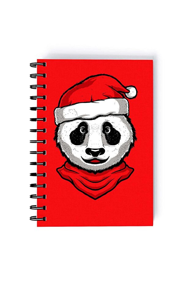 Spiral A5 Notebook Bear Santa Christmas Red