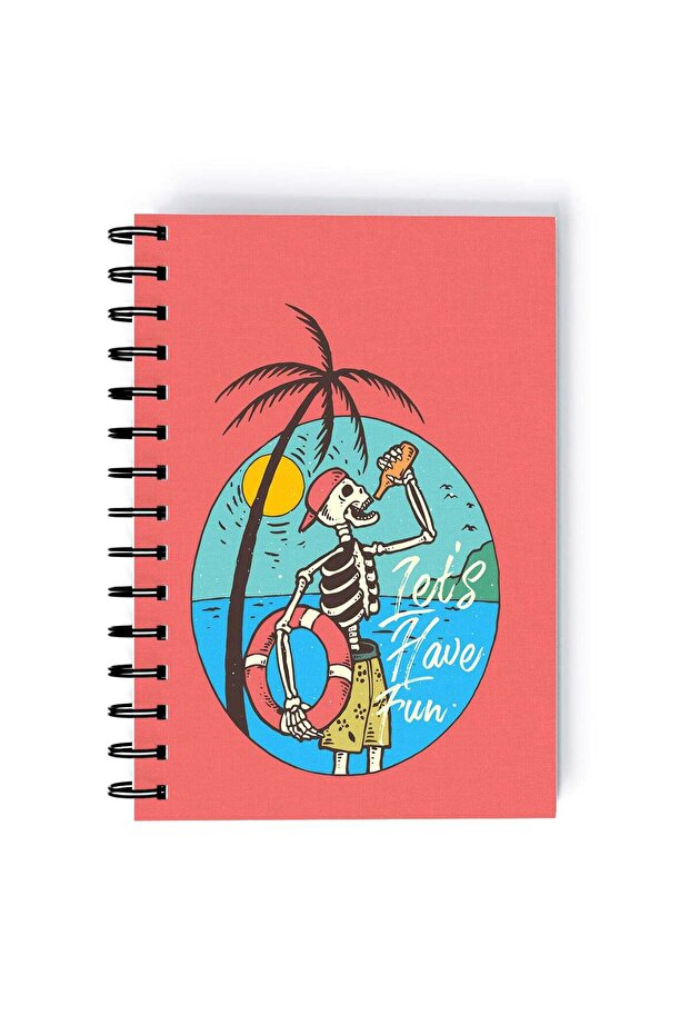 Lets Have Fun Quote Rectangle Spiral A5 Notebook Multicolour