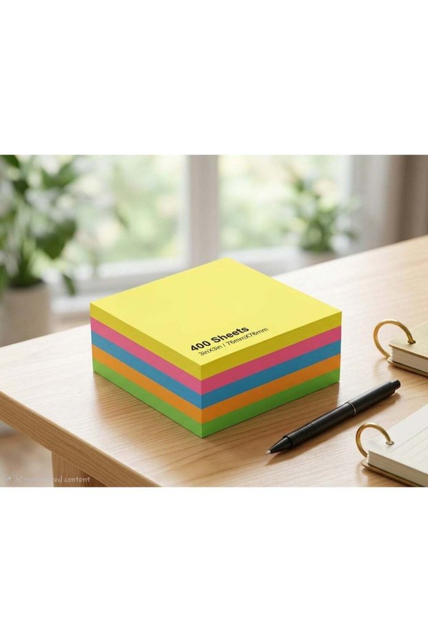 Multi-Color Sticky Notes Pad (400 Sheets, 3x3 Inches) – Self-Adhesive Cube Removable Memo Pads for