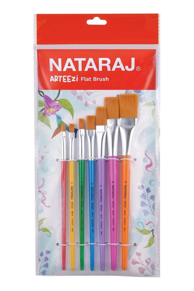 Nataraj Arteezi Flat Brushes – 7 Pieces for Painting & Crafts