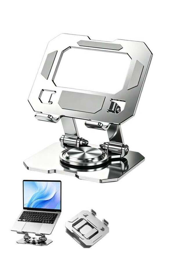 360° Rotatable Metal Laptop Stand Foldable Adjustable Height Notebook Riser Multi-Angle Cooling Sup