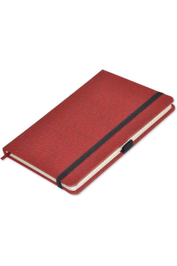 FIS® Executive Notebook, Size 13x21CM, 96 Sheets 5MM Square With Elastic PU Window Maroon Design 5