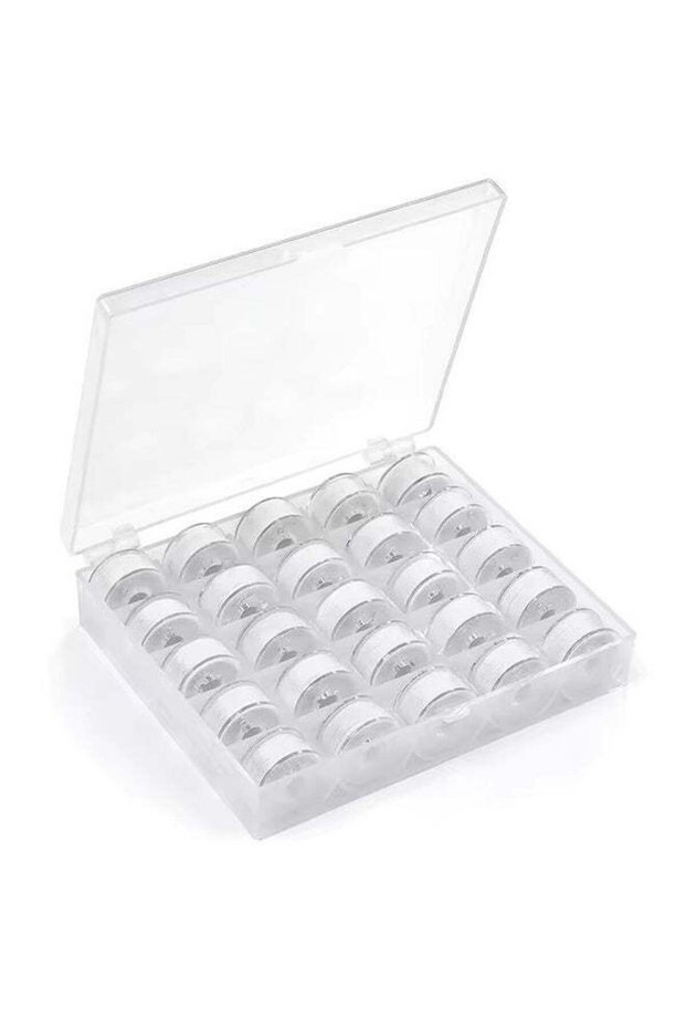 New brothread 25pcs White 60S/2 (90WT) Prewound Bobbin Thread Plastic Size A SA156 for Embroidery a