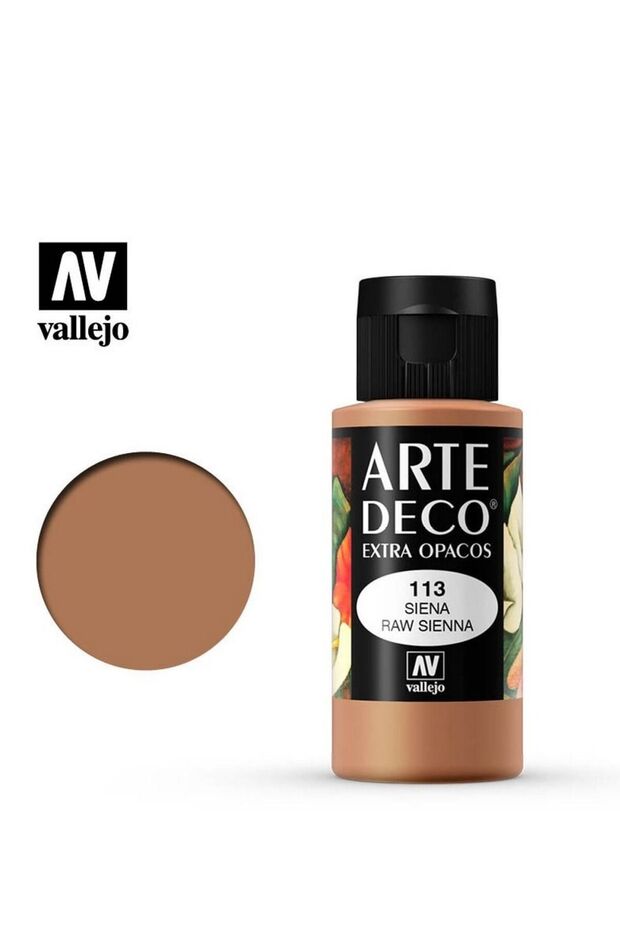 Arte Deco Extra Opaque Acrylic Paint – Raw Sienna 113, High Coverage Matte Finish, 60ml Bottle