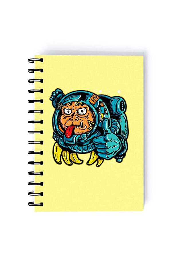 Cute Astronaught Quality Rectangle Spiral A5 Notebook Multicolour