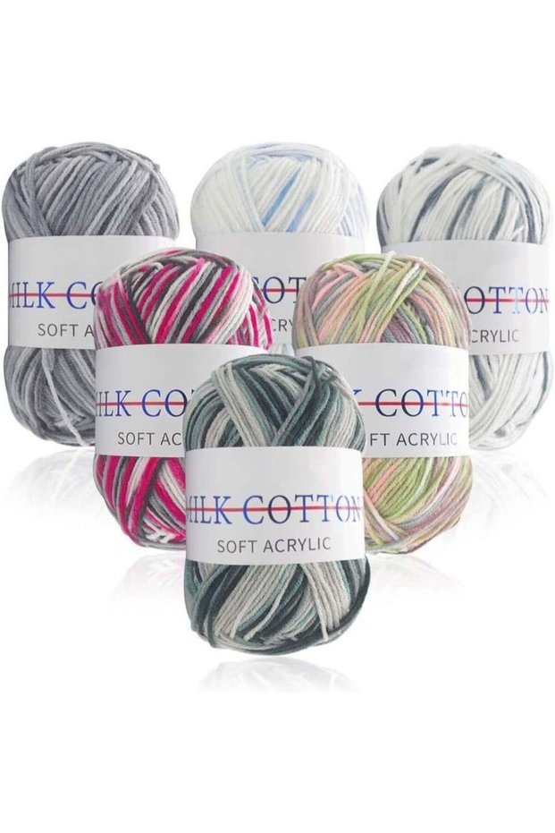 Crochet Yarn Multicolored, 6Pcs Acrylic Soft Yarn Hand Acrylic Knitting Yarn for Knitting Crochet a