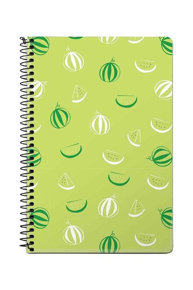 Watermelon Bits A5 Spiral Notebook Green/White