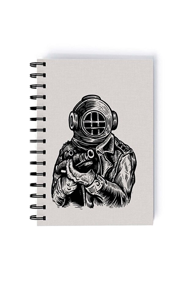 Spiral A4 Notebook Astronaught Hippy Black White