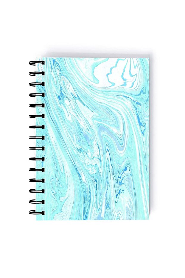 Spiral A5 Notebook Marble Pattern Elegant Design Teal Blue Aesthetics