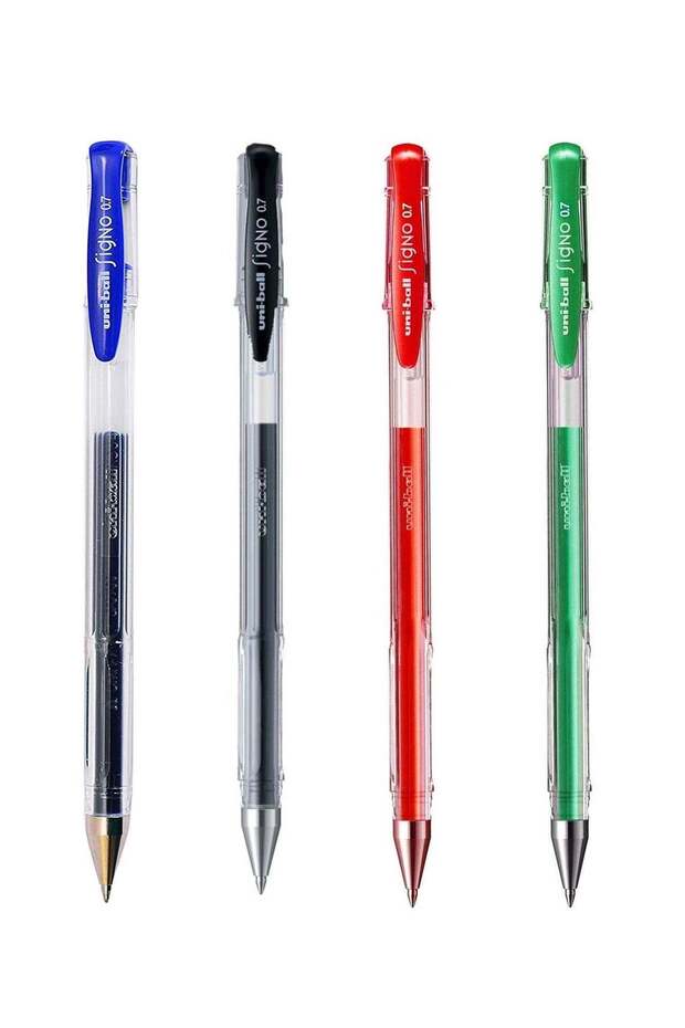 4-Piece Signo Roller Pen 0.7mm Tip Multicolour
