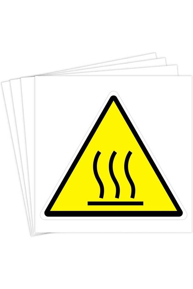 ARS® Caution Hot Surface Warning Sticker Signs - Multi-Pack Yellow Triangle Safety Label Decals