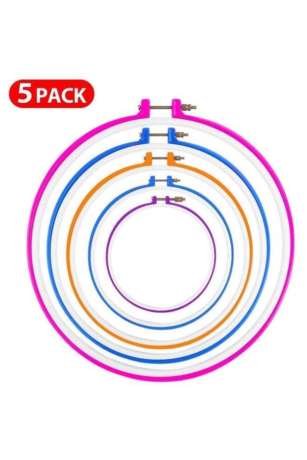 Embroidery Hoops, 5Pcs Round Cross Stitch Ring Circle Hoops Frame Adjustable For Craft, 5 Sizes