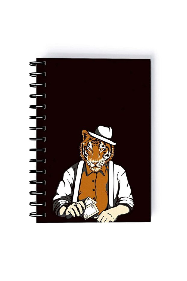 Spiral A5 Notebook Funny Animal Cute Tiger Dressed Brown