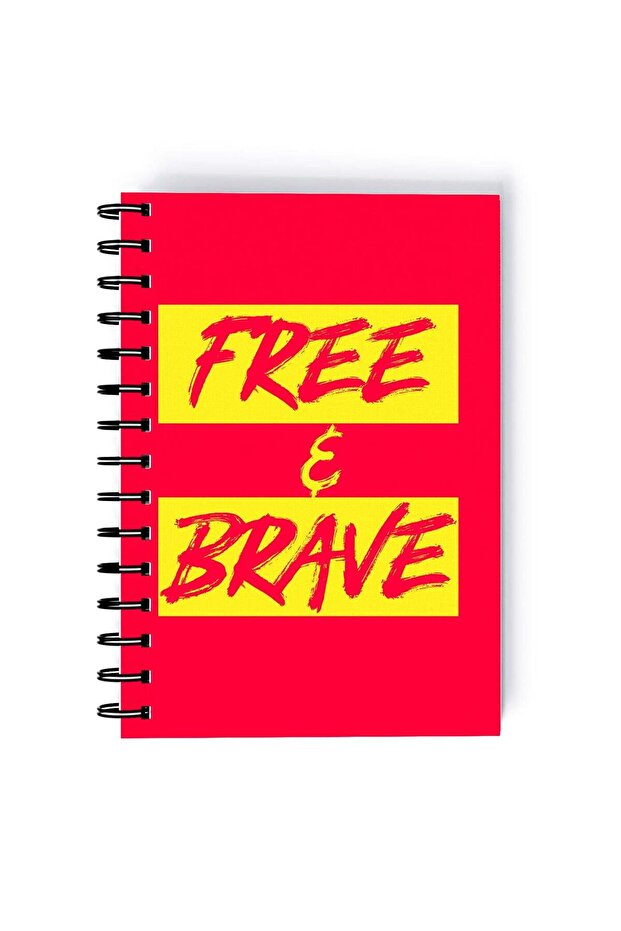Spiral A5 Notebook Typography Bold Free and Brave Red Aesthetics