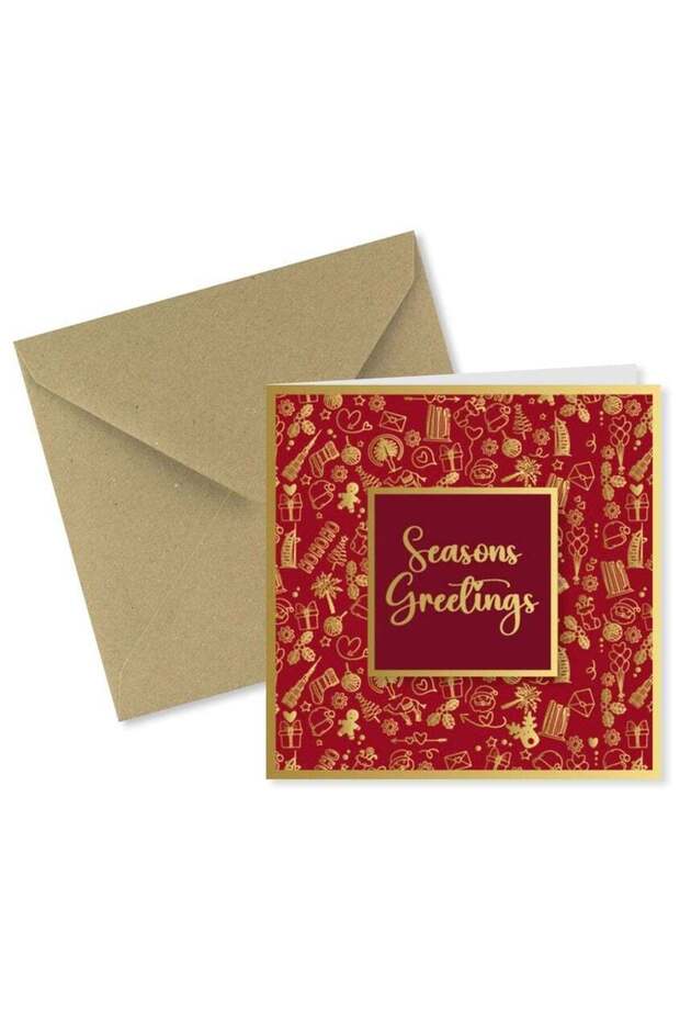 Red Seasons Greetings Card Envelope Set