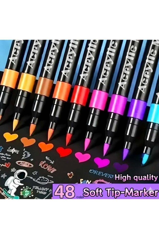 48 Colors Acrylic Paint Pens for DIY Crafts Professional Paint Markers for Rock Painting, Ceramic,