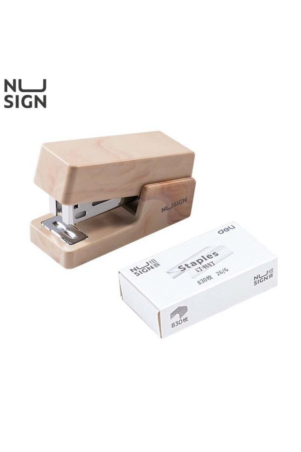 Deli Nusign NS083C Mini Office Stapler, 12-Sheet Capacity, Steel Mechanism with ABS Shell & Anti-Sl