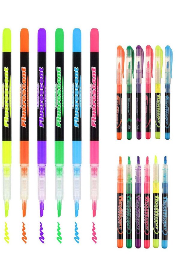Highlighters, 12Pcs Neon Colors Chisel Tip, Marker Pen for Highlight Art Pen Greeting Card Gift Car