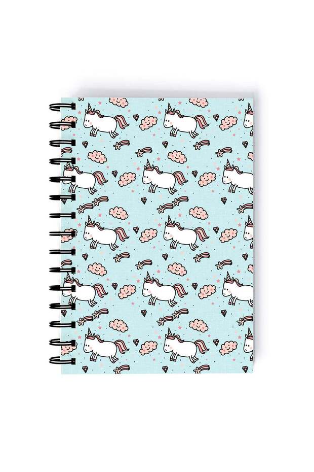 Spiral A5 Notebook Pattern Cute Animal Sheep Light Blue Aesthetics