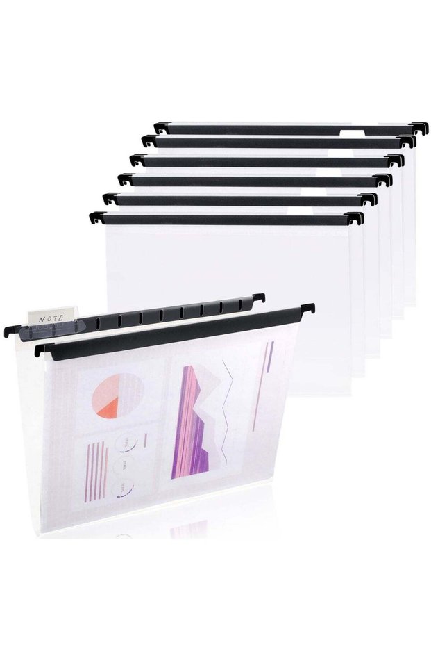 10 Pack Letter Size Clear Hanging File Folder with Tab Cabinet Dividers - Organize and Protect Your