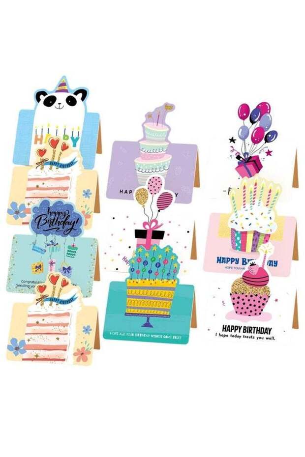 10 Packs 3D Handmade Birthday Cards Bulk, Unique Greeting Cards for Women Men, Glitter Happy Birthd