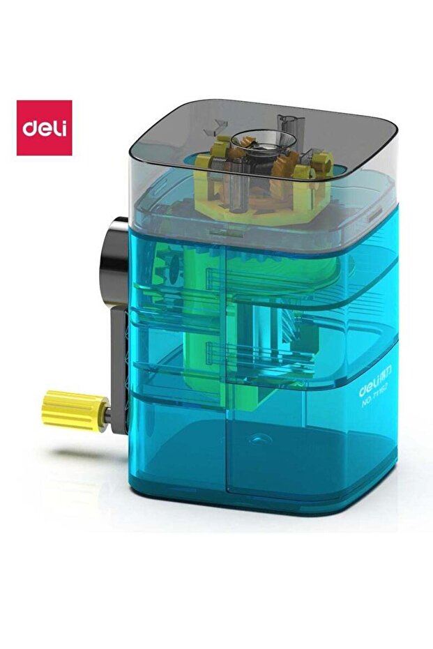 Deli 71162 Auto-Feed Transparent Pencil Sharpener, 6.5-8mm Diameter, 9CrSi Alloy Cutter & Anti-Slip