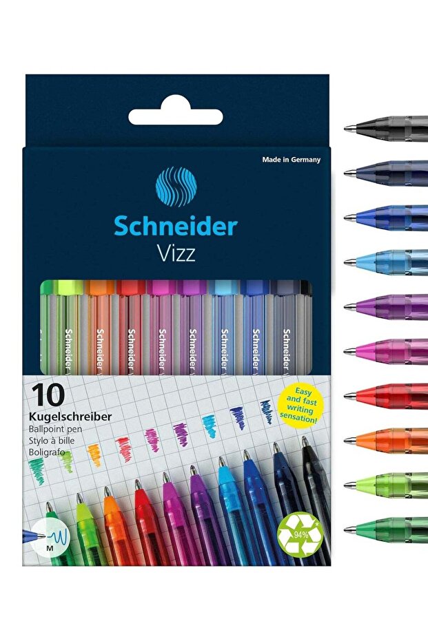 10-Piece Vizz Ballpoint Pen Medium Tip Mutlicolour