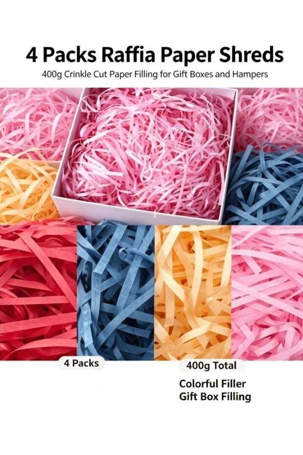 4 Packs 400g Paper Shreds Strands Eco-friendly Shredded Crinkle Confetti Crinkle Cut Paper Filling