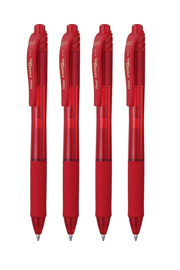 4-Piece Energel Gel Ink Pen 0.7mm Tip Red Ink