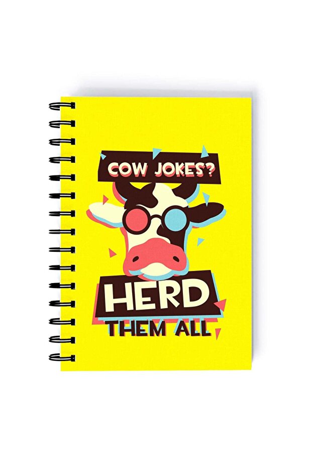 Cow Jokes Rectangle Spiral A5 Notebook Multicolour