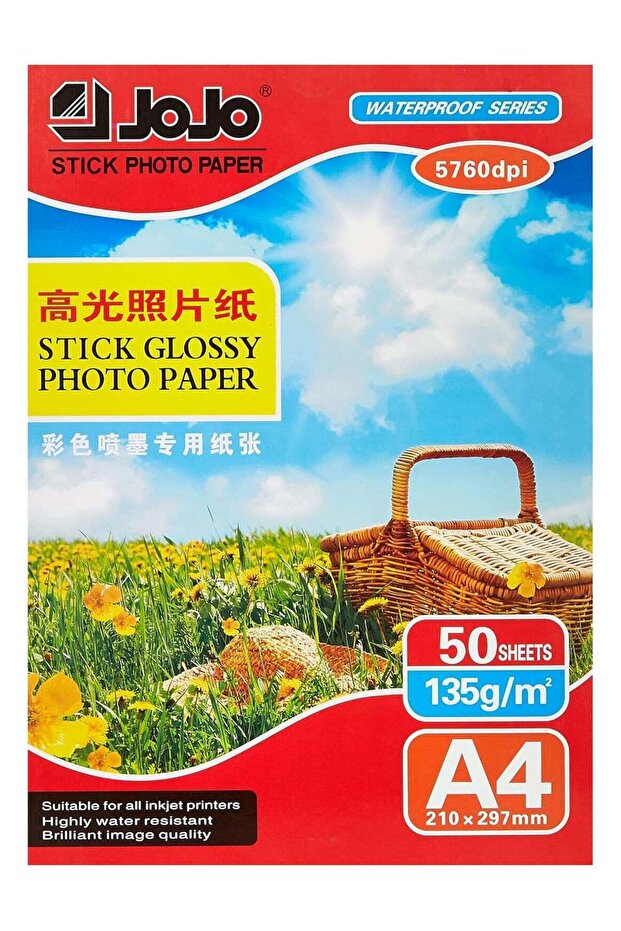 JOJO Glossy A4 Sticker 50 sheets white
