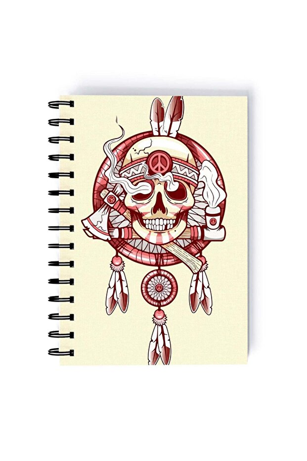 Spiral A5 Notebook Zombie Undead Beige Red