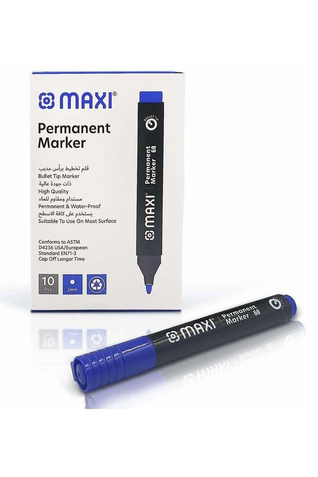 10-Piece Permanent Markers Round Tip Blue Ink