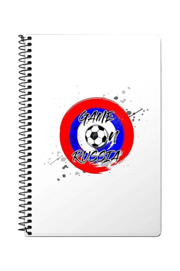 Game On Russia A5 Spiral Notebook White/Red/Blue