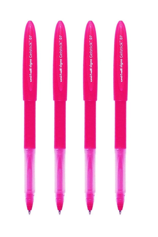 4-Piece Signo Gelstick Gel Ink Pen 0.7mm Tip Pink Ink