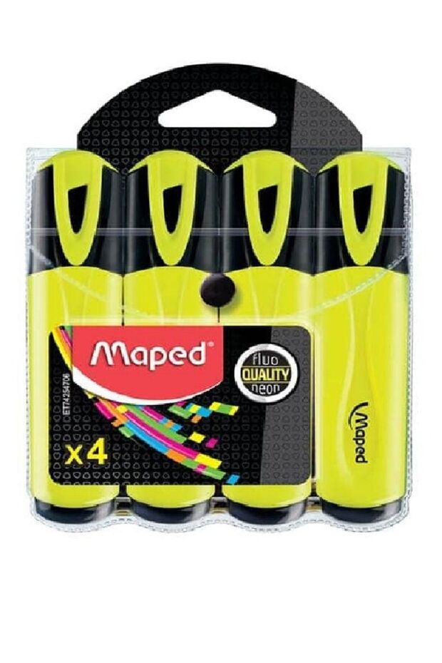 4-Piece Highlighter Yellow Colour