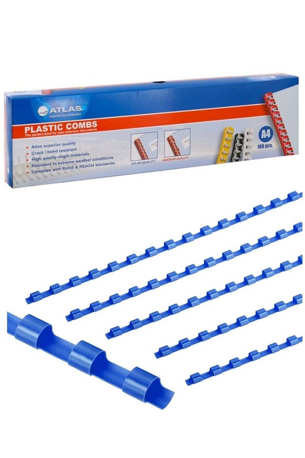 100-Piece Plastic Binding Combs 6mm Width Blue