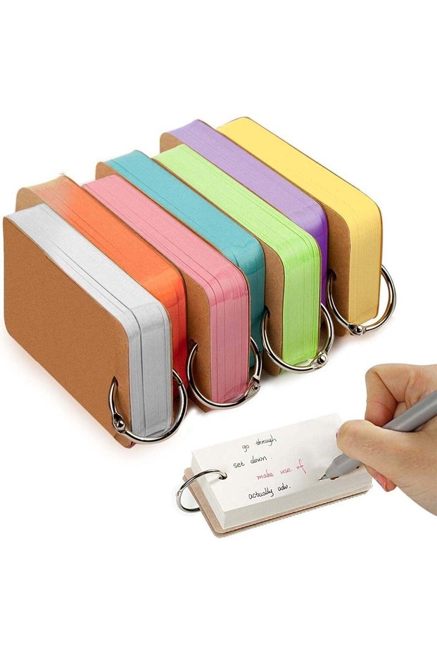 350 Multicolor Kraft Paper Study Cards with Binder Ring - Perfect for Memo, Note, and Greeting Car